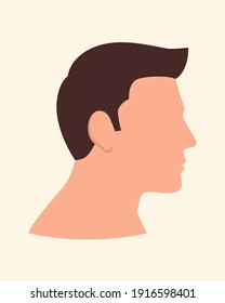 Simple flat vector illustration of side view of man face