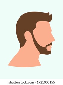 Simple Flat Vector Illustration Of Side View Of Man Face With Beard And Mustache