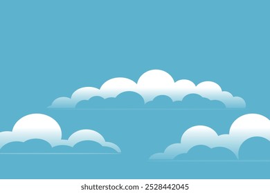 simple flat vector illustration of sky white clouds below