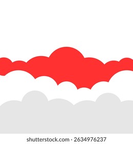 A simple, flat vector illustration of stylized red clouds on a white background. Ideal for backgrounds, overlays, and decorative elements.