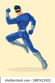 Simple flat vector illustration of a superhero with visor, cartoon, comic