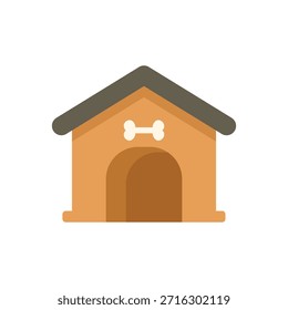 Ilustración vectorial plana simple de una caseta de madera con un símbolo de hueso sobre la entrada, aislado sobre un fondo blanco