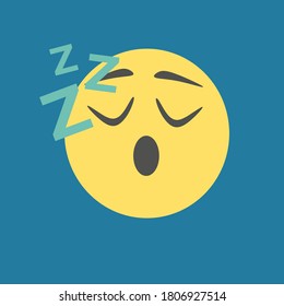 Simple Flat Vector Illustration of Yellow Head Sleepy  Emoticon Emoji.