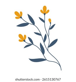 Simple flat vector illustrations of various wildflowers and botanical stems