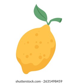 Simple flat vector lemon isolated on white background. Citrus fruit illustration for healthy lifestyle, kitchen decor, menu design