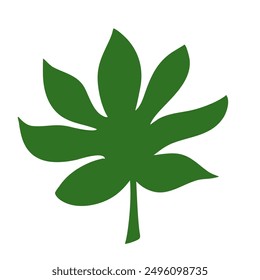 simple flat vector of the long green frond leaf on a white background
