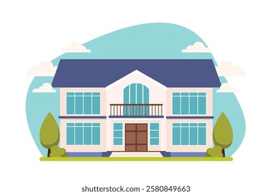 simple flat vector modern house on white background