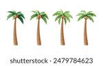  Simple flat vector set of tropical palm trees isolated on white background.