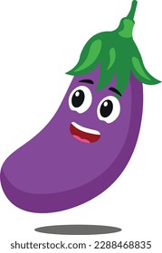 simple flat vector smile eggplant mascot