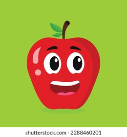 simple flat vector smile red apple mascot
