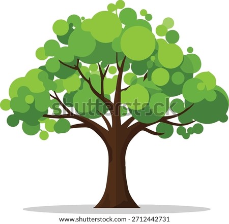 A simple flat vector tree icon made with solid color shapes and clean thick outlines. No gradients, shading, or texture. Perfect for eco designs, nature themes, logos, and minimalist illustrations.