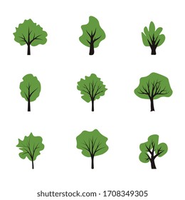 Simple flat vector trees collection