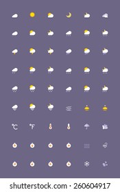 Simple flat vector weather icon set 