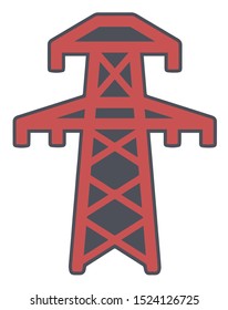 Simple flat vector web icon of an electrical tower utility pole