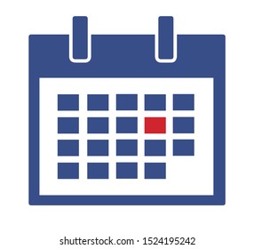 Simple flat vector web icon of a calendar sheet with important date marked in red