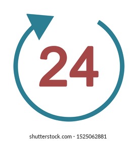 Simple flat vector web icon of a 24 hours open shop symbol