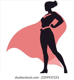 Simple flat vector woman superhero silhouette