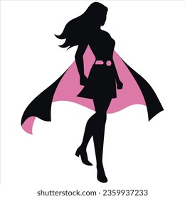 Silución superheroína de mujer vector plana simple