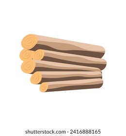 registros de madera de vector plana simple