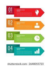 Simple flat vertical infographic template for business presentation slides. Four steps or processes with business icons