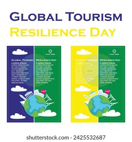 Diseño simple y plano del Día Mundial de la Resiliencia Turística.