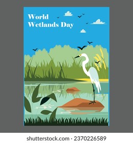 Simple flat victor World Wetlands Day design