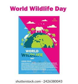 Einfaches flaches Victor World Wildlife Day Design.