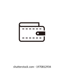 Simple Flat Wallet Icon Illustration Design, Silhouette Wallet Symbol With Outlined Style Template Vector