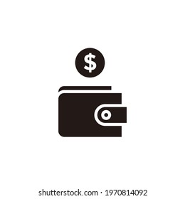 Simple Flat Wallet Icon Illustration Design, Silhouette Wallet Symbol  Template Vector