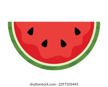 Simple Flat watermelon fresh fruit slice vector for cute icon and clipart for summer and kids book in fruits list poster