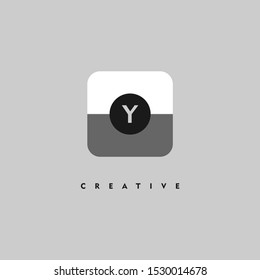 simple flat white and gray square business Y logo letter creative design isolated on grey background