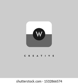 simple flat white and gray square business W logo letter creative design isolated on grey background