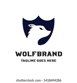 simple flat wolf head in shield logo icon vector template