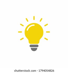 Simple Flat Yellow Grey Light Bulb Icon Illustration Design, Modern Clean Light Bulb Symbol Template Vector