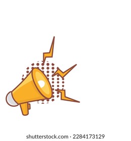 Simple flat yellow megaphone speaker phone illustration design on white background template vector with copy space area for text. Speaker icon.