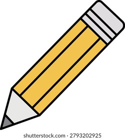 Simple flat of a yellow pencil with gray ferrule and tip