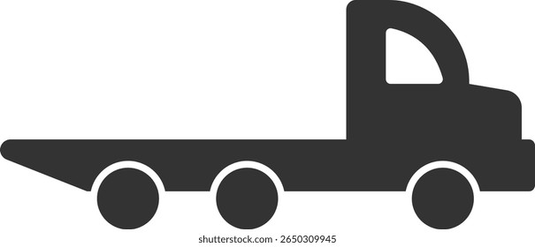 Simple flatbed truck silhouette icon. flatbed truck icon on a white background