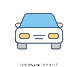 Simple, flatdesign car icon. Perfect for websites, apps, or presentations needing a clean, modern vehicle graphic.  Versatile and easily adaptable to various color palettes.