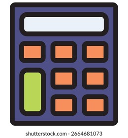 Icono simple de la calculadora de estilo plano con Botones naranjas y verdes