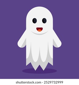 Um simples ícone fantasma de estilo plano, representando um espírito assustador para projetos de Halloween. Perfeito para decorações, convites e projetos temáticos assombrados