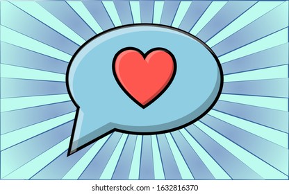 A simple flat-style icon of a beautiful heart in the dialog cloud of thoughts for the feast of love Valentine's Day or March 8. Vector illustration.