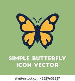 Ilustração vetorial simples, em estilo plano, de um ícone de borboleta amarelo contra um plano de fundo verde.