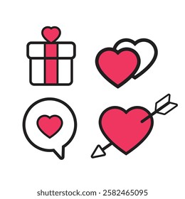 Simple Flay Image Heart Icon Set