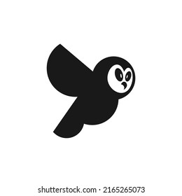 icono del pájaro de búho negro con flor simple