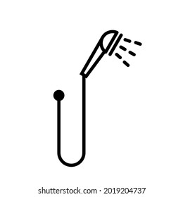 Simple Flexible Hand Shower Hose Vector Outline Illustration