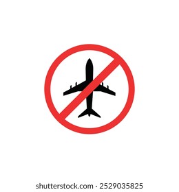 simple flight canceled icon with red ban. flat style trend modern minimal logo graphic art design element isolated on white background. concept of