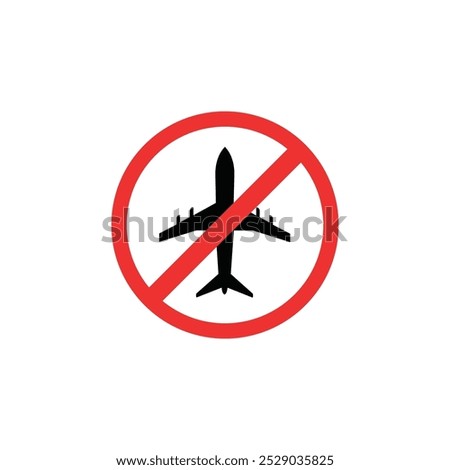 simple flight canceled icon with red ban. flat style trend modern minimal logo graphic art design element isolated on white background. concept of