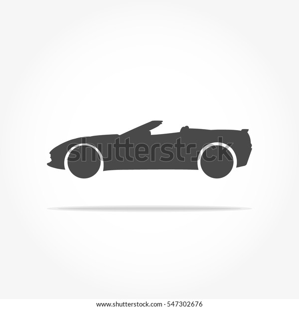 simple floating convertible car\
icon viewed from the side colored in dark grey with drop\
shadow