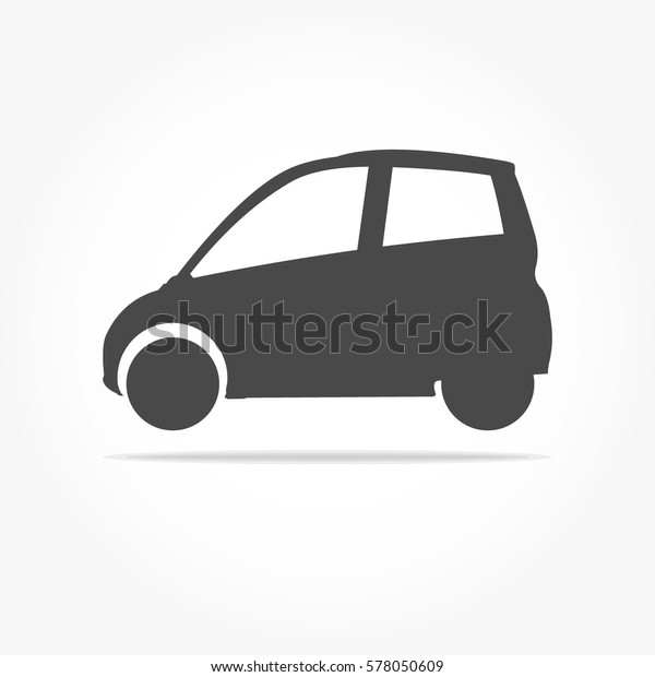 simple floating smart hybrid car\
icon viewed from the side colored in dark grey with drop\
shadow