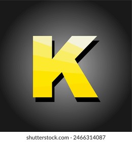 Einfacher schwebender gelber Buchstabe K 